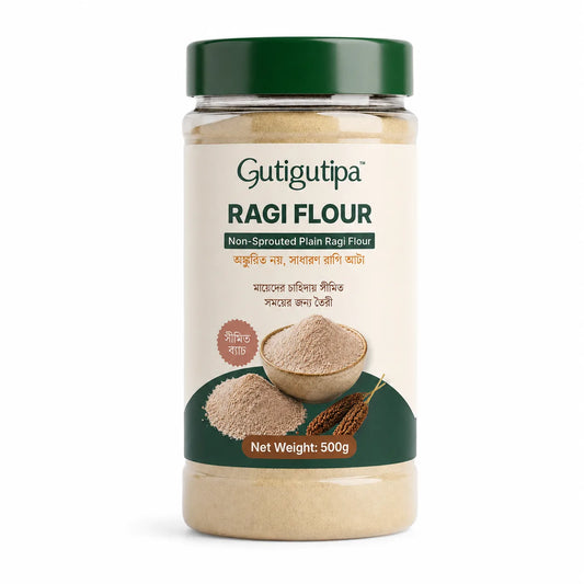 Gutigutipa Ragi Flour Limited Batch 500g jar — Non-Sprouted Plain Ragi Flour