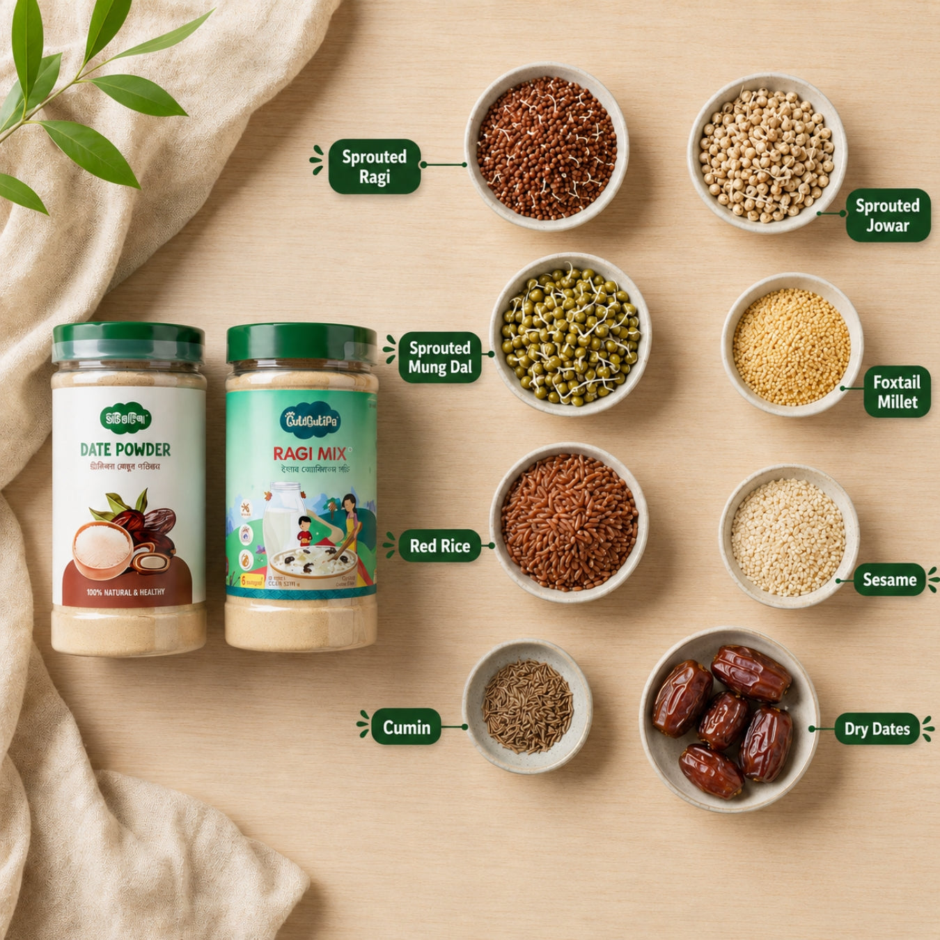 Sprouted Ragi Mix + Dates Powder Combo | 6M+